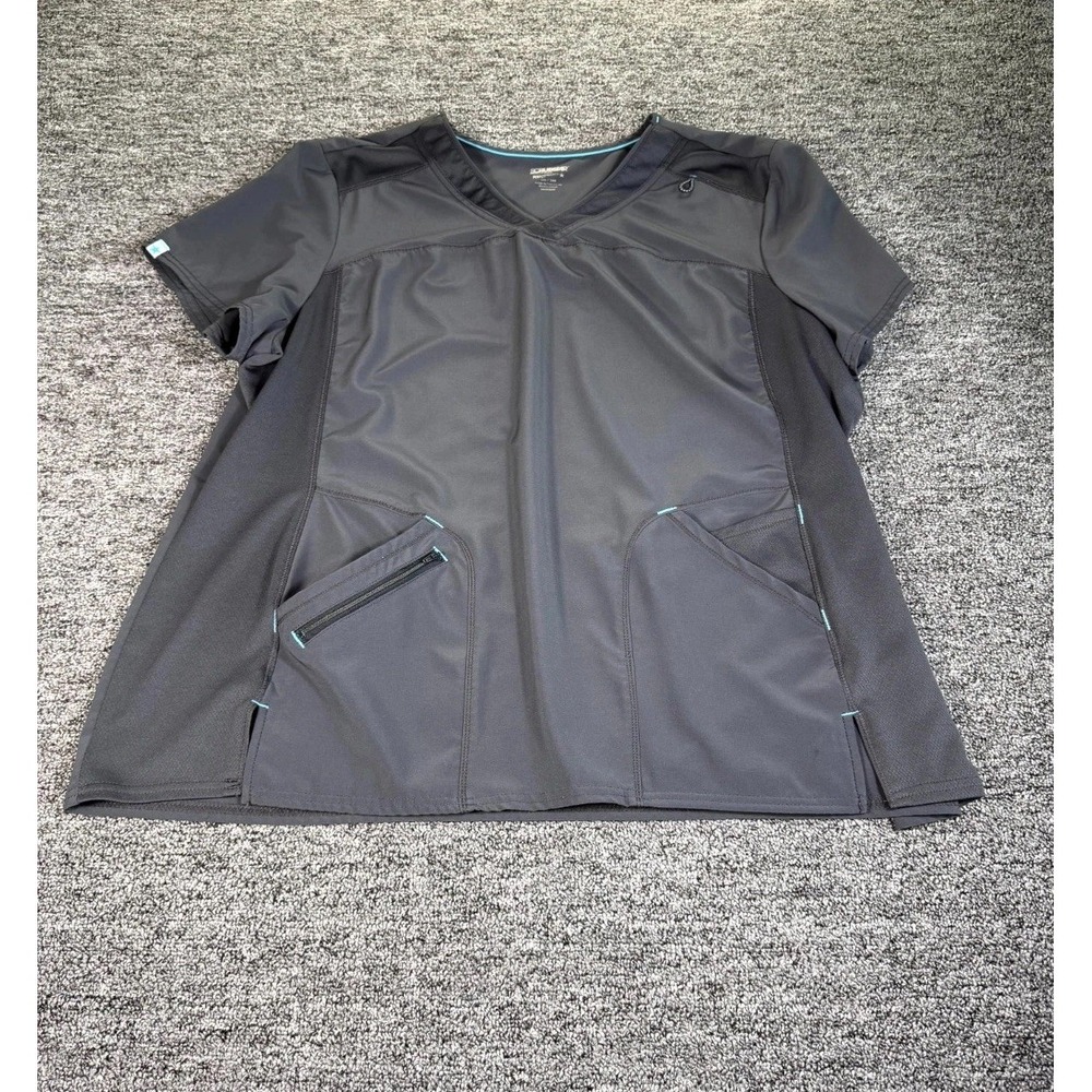Scrubstar Performance Scrub Top Womens 3XL Gray Side Mesh Panel Stretch Medical